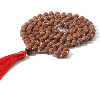 Authentique 5 perles Mukhi Rudraksha Mala avec glands 108 perles pierre de diamant naturel pour la prière de méditation et la guérison