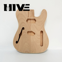 Cuerpo de guitarra eléctrica TL de caoba sin terminar, diseño de agujero en forma de F, medio hueco, para bricolaje, venta al por mayor HIVE