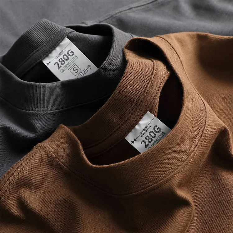 OEM thick collar t shirt blank t shirt heavy cotton boxy fit cotton polyester premium 280g 300gsm heavyweight t-shirt for men