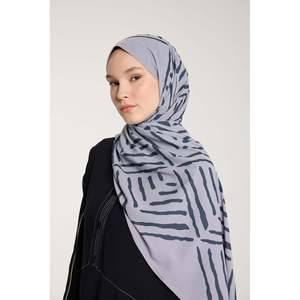 Pure Tone Shawl - V Pattern - <b>Silver</b> - Smoke - V Pattern - <b>Silver</b> - Smoke - Product Image 4