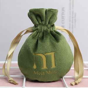 Custom Logo Recyclable Luxury Jewelry Gift Pouch Silk Velvet Round Bottom <b>Drawstring</b> Packaging Bag for Watch Necklaces Gemstone - Product Image 3