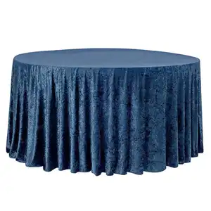 Nappe de table extensible solide en polyester de luxe couverture Banquet fête en plein air nappe ronde en velours de mariage
