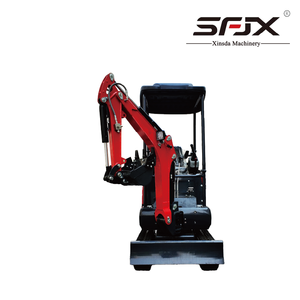 Mini-excavatrice sur chenilles SFJX rouge, équipement de construction à moteur hydraulique - Product Image 1