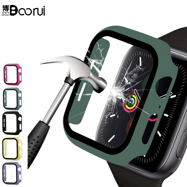 BOORUI Watch Accessories Protection Tempered Hard Rubber Cover for Watch Case Luxury 38mm 40mm 42m Iwatch
