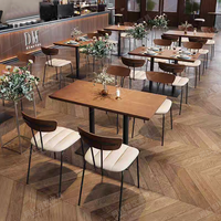 Combinaison Table et Chaises en Bois Massif Style Rétro pour Café, Salon de Thé, Bistro, Restaurant Occidental, Bar, et Mobilier de Restauration (Qingba)
