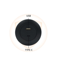 Prise de courant intégrée HITEC HTP10999 avec port USB Type C pour mobilier de bureau et de maison, chargeur de téléphone portable pour canapé rond, câble PVC de 1,5 m
