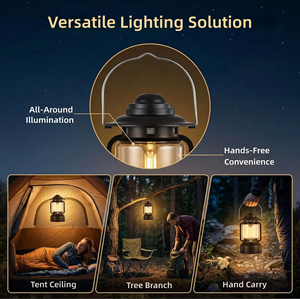 Lampe de camping multifonctionnelle transfrontalière, étanche, à suspendre en tente, LED rechargeable 5W, ambiance rétro - Product Image 3