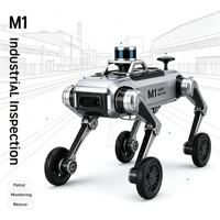 Robot chien quadrupède commercial M1 Smart Navigation Pro à roues et jambes, boîte de vitesses motorisée, PLC, construction en alliage d'aluminium, alimenté par l'IA