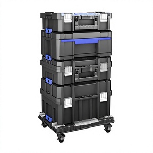 Boîte à outils en plastique empilable Airaj à 5 niveaux avec roulettes et tiroirs, design modulaire, boîte à pièces transparente, grande capacité - Product Image 2