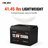 Batterie LiFePO4 à semi-conducteurs Enlzh 12,8 V 150 Ah avec BMS pour bateaux, camping-cars, stockage d'énergie solaire, véhicules électriques - 4 cellules