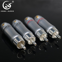 Konektor RCA Jack YIVO XSSH DIY OEM ODM Hifi Lubang Kabel 8mm Kabel Sinyal Cangkang Logam Berlapis Perak Kuningan Konektor Audio RCA Jantan
