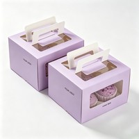 Boîte à gâteau personnalisée avec poignée, emballage en carton pour pâtisserie, desserts, vente en gros avec fenêtre en PVC, votre propre logo