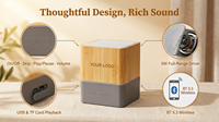 Speaker Nirkabel Portabel Retro Vintage Kayu Bambu Alami 5W Stereo TF USB AUX Isi Ulang RGB LED Kotak Hadiah OEM Logo Kustom