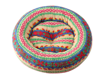 Coussin rond pour animaux de compagnie à imprimé léopard, flocon de neige et carreaux de Noël, avec fond antidérapant, lit doux et chaud pour chien, lit personnalisé pour lapin et chat