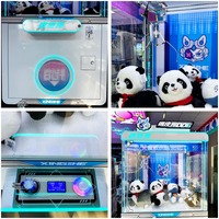 Machine de jeux d'arcade commerciale d'intérieur Naughty Dog, grue à griffes en métal transparent, pour peluches, version anglaise et japonaise, garantie 1 an