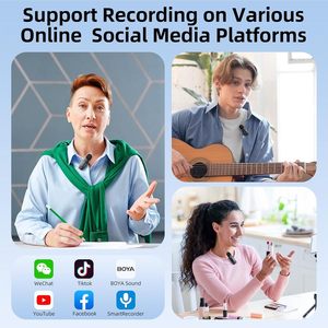 Microphone cravate cardioïde sans fil BY-10 pour <span class=keywords><strong>iPhone</strong></span> 15/16/Samsung/TECNO/REDMI Appareils Type-C - Enregistrement vidéo Streaming - Product Image 5