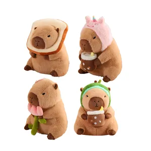 Cosplay boneka hewan Capybara mainan mewah dengan bunga panggang tikus Capybara Plushie dalam dinosaurus Unicorn alpukat boneka kelinci