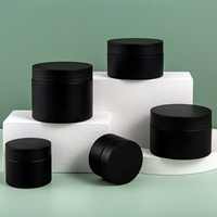 Bocaux en plastique PET cosmétiques en gros, rechargeables, 30/50/100/120/150G, noirs givrés à large ouverture avec couvercles