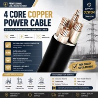 Cable de Alimentación IEC 60502-1 Estándar YJV 3+1 Hilos, 4 Hilos 0.6/1kV, Cobre XLPE PVC, Cable Eléctrico Industrial Trifásico de 4 Hilos