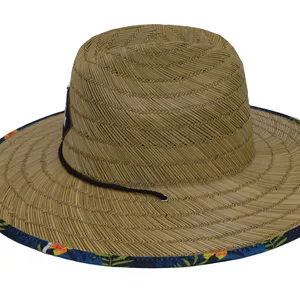 Grosir Topi Penjaga Pantai Musim Panas Luar Ruangan Topi Jerami Pantai Alami dengan LOGO Cetak