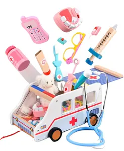 Детский Маленький врач, серия скорой помощи, стоматолог, игровой домик, деревянный игрушечный набор, стетоскоп, Детская ролевая игра для чистки