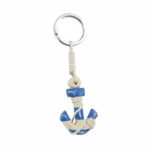 Portachiavi Ancora Nautica Mini con Dettagli in Corda Blu e Bianca, Accessorio per Barche - Product Image 2