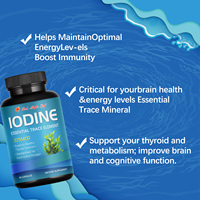 Capsules d'iodure de kelp naturel, favorisent les niveaux d'énergie et le bien-être cognitif, sans OGM, tonique quotidien doux