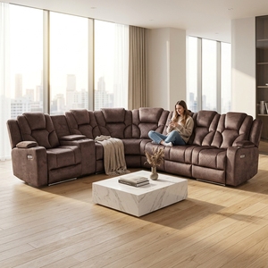 Muebles de Lujo Modernos, Sillón Reclinable Eléctrico de Esquina, Tela Rhino, Sofá en Forma de L para Sala de Estar - Product Image 3