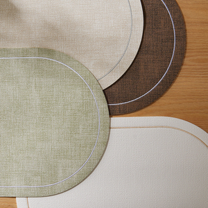Tovagliette Ovali Ricamate in Ecopelle, Impermeabili Antiscivolo Resistenti al Calore per <span class=keywords><strong>Sala</strong></span> da <span class=keywords><strong>Pranzo</strong></span> Cucina <span class=keywords><strong>Arredamento</strong></span> Casa - Product Image 3