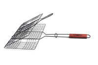 Panier de barbecue antiadhésif durable pour quatre hamburgers avec manche en bois pour le camping Outil de camping parfait