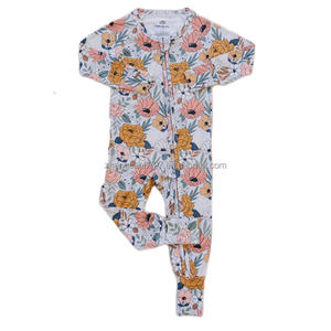 All'ingrosso pagliaccetto con cerniera per bambini in bambù di Halloween carino un pezzo per la ragazza autunno ghianda sorrisi stampa manica lunga pigiami abbinati per bambini - Product Image 4