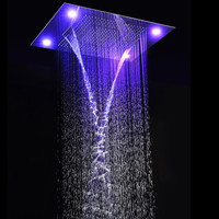 Ensemble de douche à LED pour plafond, salle de bain, grand système de douche de pluie, panneau de pomme de douche à chute d'eau avec robinets mélangeurs thermostatiques