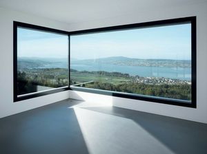 Moderno Chic ventana de aluminio de vidrio templado marco de acero deslizante apertura Vertical para el hogar Oficina sala de estar manija de la puerta al aire libre - Product Image 4