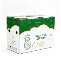 Geprinte golfkartonnen fruit-/voedselboxen, wegwerp fruitverzenddozen met handvat voor supermarkt & cadeauverpakkingen