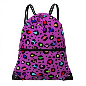 Shagaf Sports Wear Nylon <b>Drawstring</b> <b>Backpack</b> 30-40L Cream with Black Zipper Pocket and Straps - Product Image 1