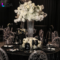 Vase à fleurs haut de gamme LEDA, en verre transparent de 77 cm, personnalisable, pour centre de table de mariage, décoration d'événements, livraison rapide