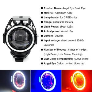 Racepro-faros de motocicleta con Ojos de Ángel y ojos del diablo, foco de conducción LED <span class=keywords><strong>U7</strong></span> - Product Image 6