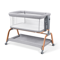 Bassinet 3 en 1 à côté du dormeur avec matelas confortable, 6 hauteurs réglables