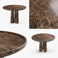 Table à manger ronde en marbre brun foncé moderne, trois pieds coniques, personnalisable, table 4 places pour villa, restaurant