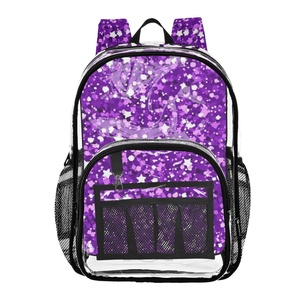2025 New Arrival Sports Custom Large Sublimated logo Glitter Transparent PVC Clear Leisure Large Size School Bag - Product Image 2