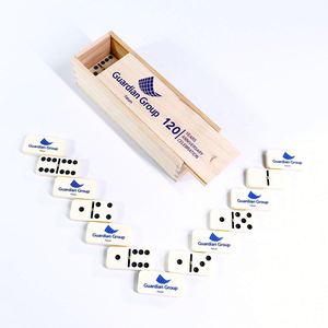 Promotional Custom Personalized <b>Gifts</b> Double 6 Wooden <b>Box</b> Packaging Leisure Chess Toy Domino With Logo - Product Image 3