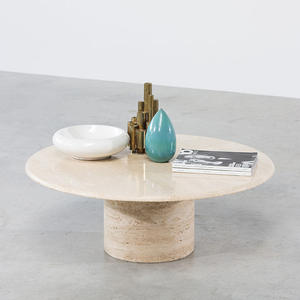Tamaño personalizado de lujo moderno de lujo de mármol natural Mesa columna <span class=keywords><strong>Centro</strong></span> de base redonda <span class=keywords><strong>cafe</strong></span> mesas romano beige travertino mesa de café - Product Image 5
