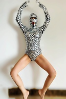 Femme argent doré brillant miroir réfléchissant costume costume scène performance miroir costume pour les femmes