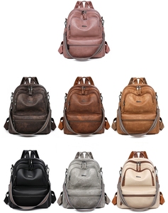 <span class=keywords><strong>Zaino</strong></span> da Viaggio per <span class=keywords><strong>Donna</strong></span> in 7 Colori, Leggero e di Grande Capacità, in <span class=keywords><strong>Pelle</strong></span> PU Retrò con Molte Tasche con Cerniera - Product Image 1