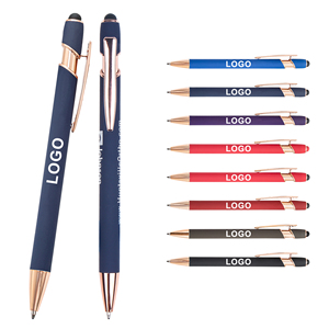Promotional Custom 2 in 1 Metal Aluminum Screen Ballpoint Rose Gold <b>Pen</b> with Custom Logo Engraved Stylus - Product Image 1