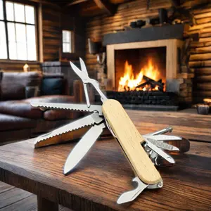11 In 1 Small Wood Handle Swiss Knife For Keychain Multitool Outdoor Camping Pocket Knives Multi Tool Functional Knife