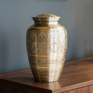 Copper Metal Cremation Urn Floral Embossed <b>Ashes</b> <b>Keepsake</b> Crematory Urn Commemoration Decoration <b>for</b> Adult - Product Image 3