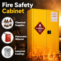 Armoire ignifuge en acier de 45 gallons à double porte et trois étagères pour solvants universitaires sur mesure