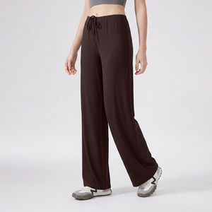 Pantalon de yoga ample et fluide pour femme avec cordon de serrage à la taille, extensible, respirant, décontracté, pour le Pilates et la détente - Product Image 1