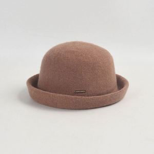 หมวกบัคเก็ตไหมพรมญี่ปุ่นทรงโบว์เลอร์สำหรับผู้หญิง สีพื้นเรียบง่าย สไตล์เรโทร อุ่นสบาย ขอบม้วน สำหรับฤดูใบไม้ร่วงและฤดูหนาว - Product Image 5